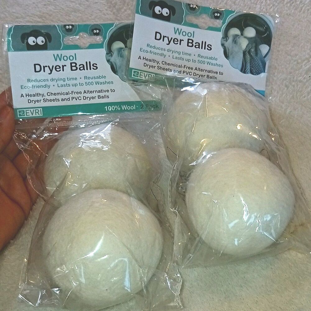 eEVRI Wool Dryer Balls 2 Pack 100% Wool Reusable Eco-Friendly White Round